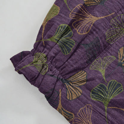 Retro-Loungewear-Hose aus Baumwolle mit Ginkgoblatt-Motiv - image 17