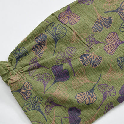 Retro-Loungewear-Hose aus Baumwolle mit Ginkgoblatt-Motiv - image 10