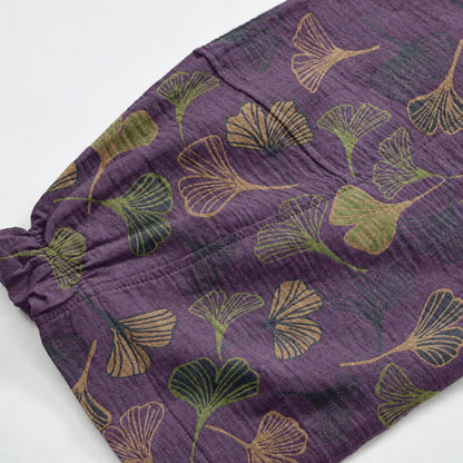 Retro-Loungewear-Hose aus Baumwolle mit Ginkgoblatt-Motiv - image 16