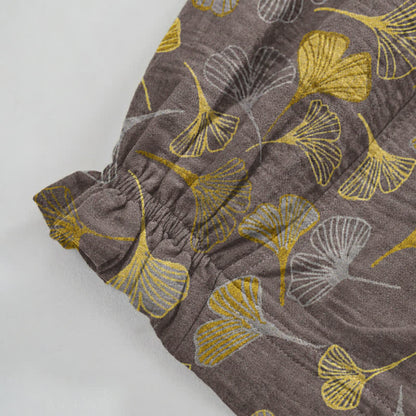 Retro-Loungewear-Hose aus Baumwolle mit Ginkgoblatt-Motiv - image 23