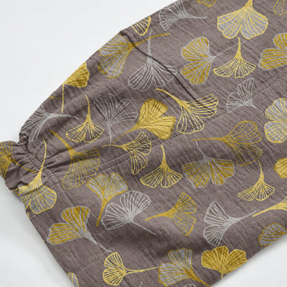 Retro-Loungewear-Hose aus Baumwolle mit Ginkgoblatt-Motiv - image 22