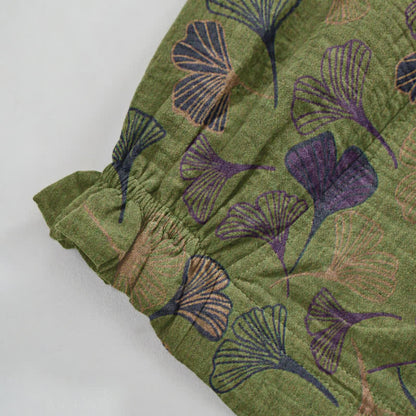 Retro-Loungewear-Hose aus Baumwolle mit Ginkgoblatt-Motiv - image 11