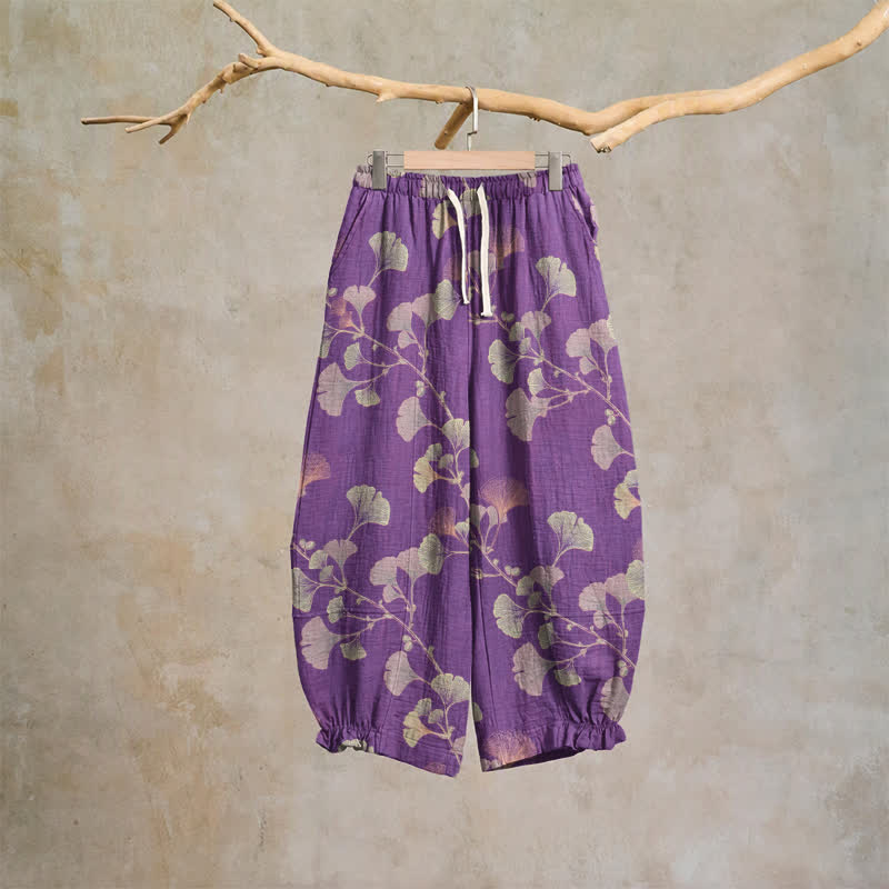 Ginkgo-Baumwoll-Haremshose mit Taschen - Lila - XL - image 0