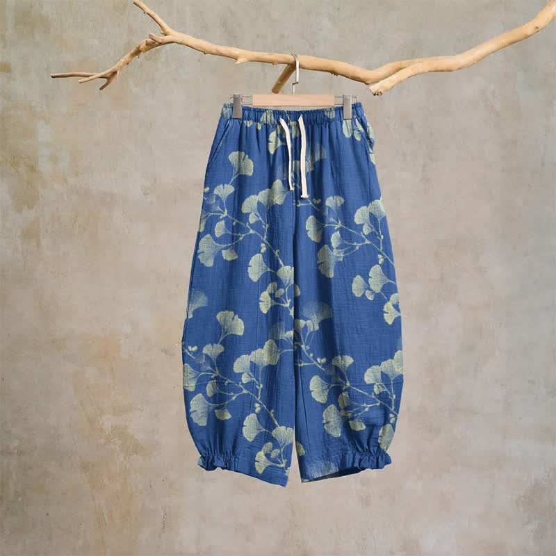 Ginkgo-Baumwoll-Haremshose mit Taschen - Blau - XL - image 6
