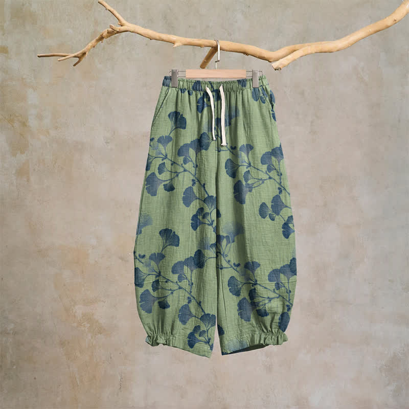 Ginkgo-Baumwoll-Haremshose mit Taschen - Grün & Blau - XL - image 18