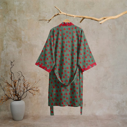 Vintage Kimono-Bademantel aus Baumwolle mit Polka-Dots - image 6