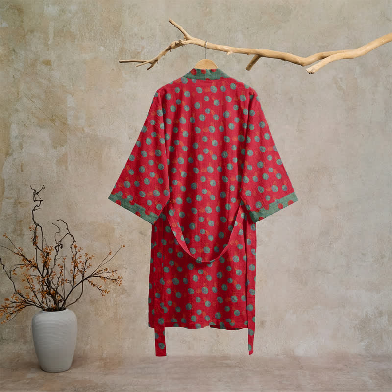 Vintage Kimono-Bademantel aus Baumwolle mit Polka-Dots - image 1
