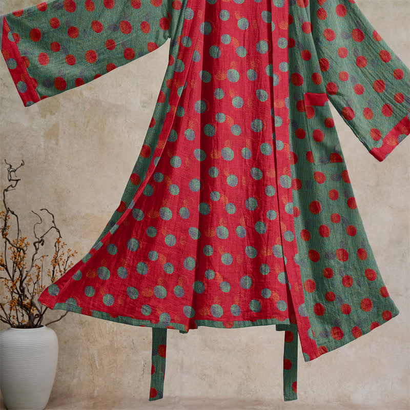 Vintage Kimono-Bademantel aus Baumwolle mit Polka-Dots - image 8