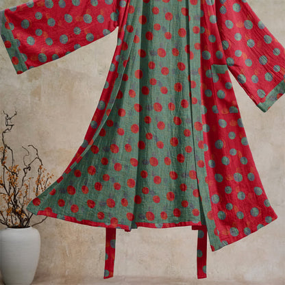 Vintage Kimono-Bademantel aus Baumwolle mit Polka-Dots - image 3