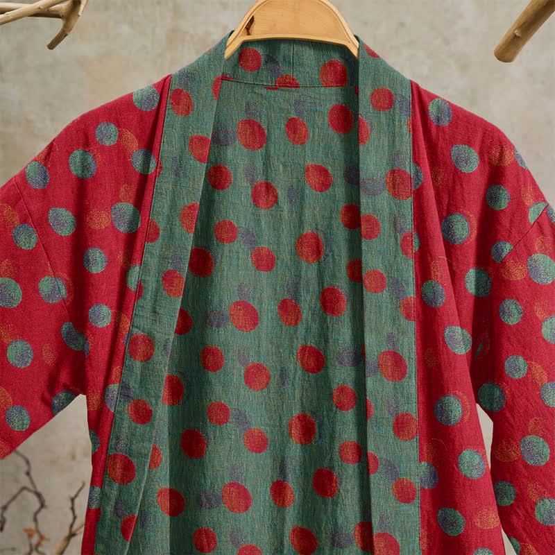 Vintage Kimono-Bademantel aus Baumwolle mit Polka-Dots - image 2