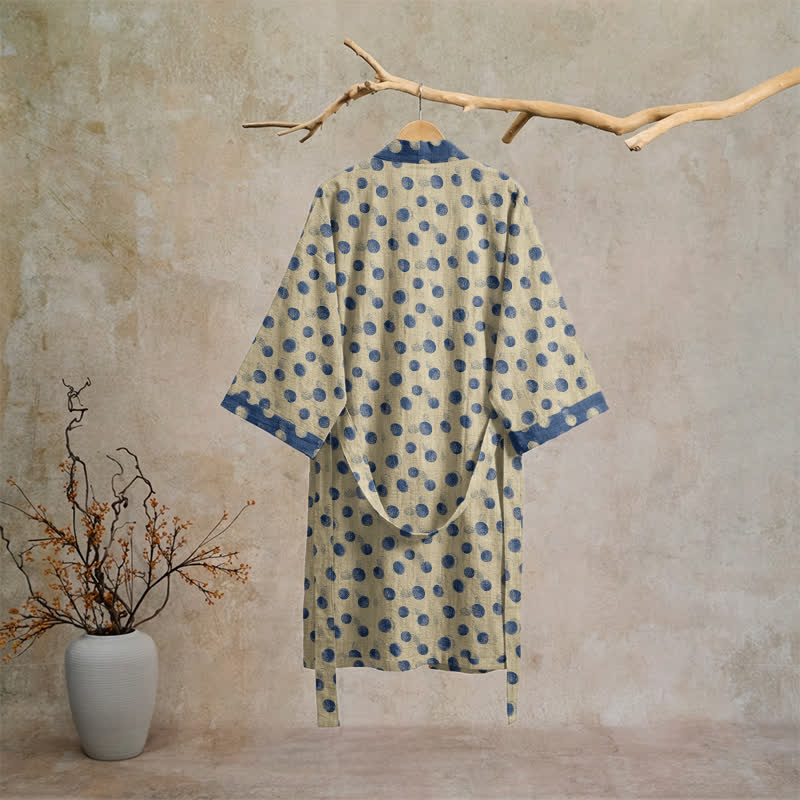Vintage Kimono-Bademantel aus Baumwolle mit Polka-Dots - image 16