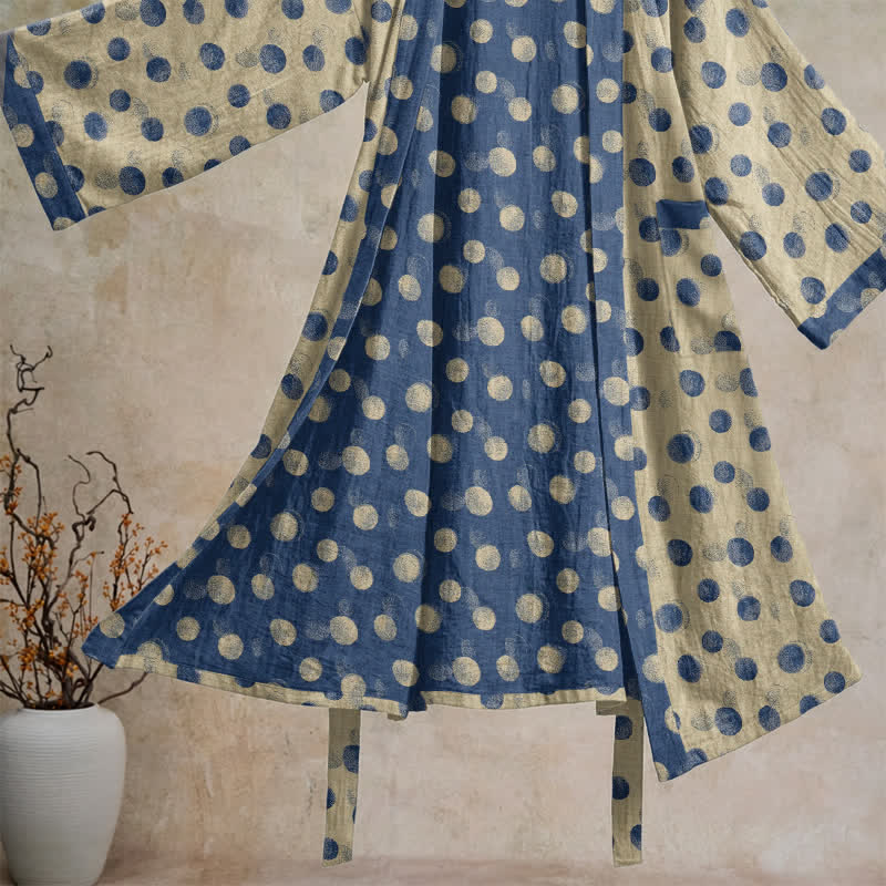 Vintage Kimono-Bademantel aus Baumwolle mit Polka-Dots - image 18