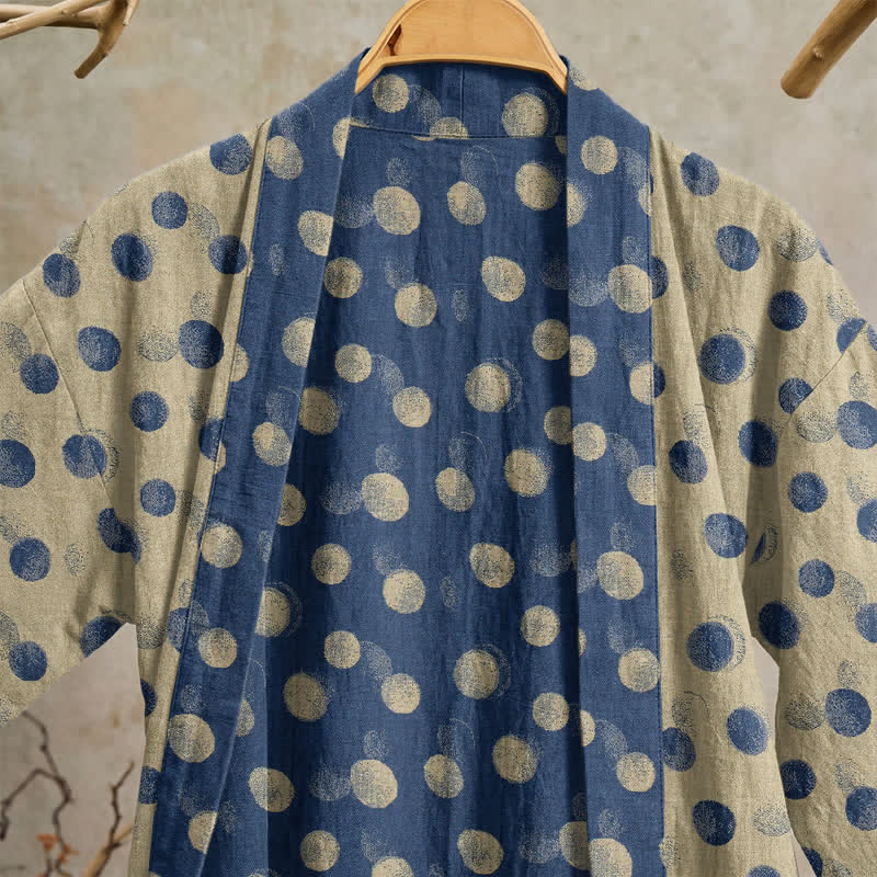 Vintage Kimono-Bademantel aus Baumwolle mit Polka-Dots - image 17