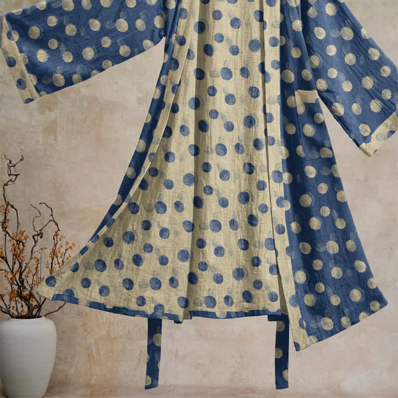 Vintage Kimono-Bademantel aus Baumwolle mit Polka-Dots - image 13