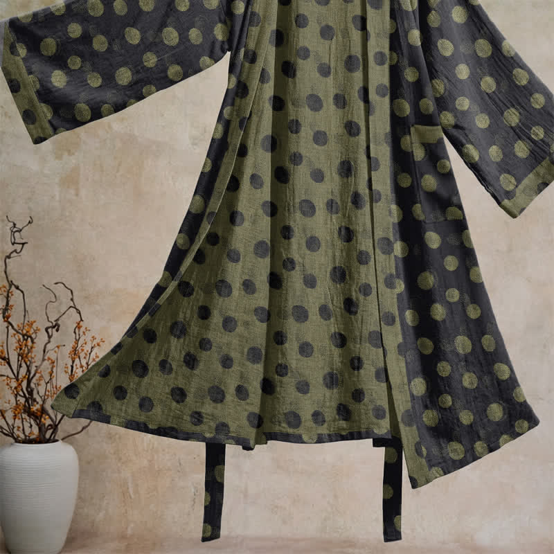 Vintage Kimono-Bademantel aus Baumwolle mit Polka-Dots - image 23