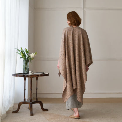 Poncho-Schal/Tuch aus einfarbigem Karogewebe - image 11