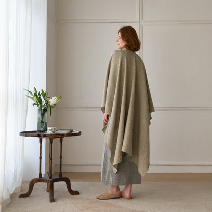 Poncho-Schal/Tuch aus einfarbigem Karogewebe - image 5