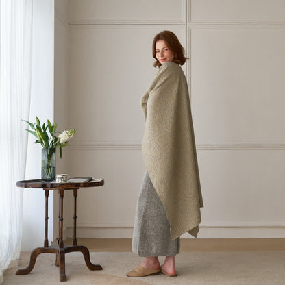 Poncho-Schal/Tuch aus einfarbigem Karogewebe - image 3