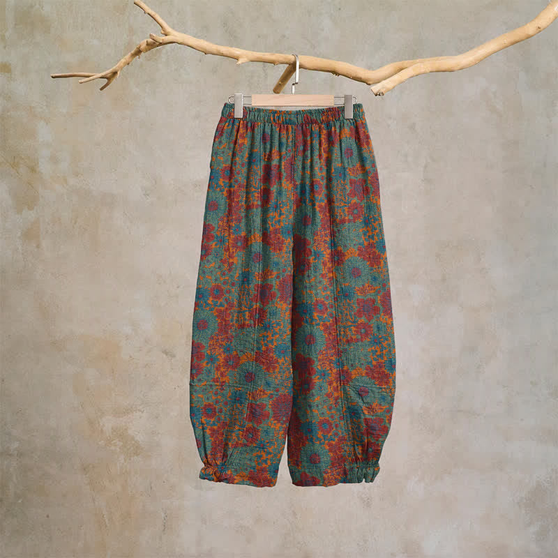 Künstlerische Loungehose aus Baumwolle mit ethnischem Blumenmuster - image 7