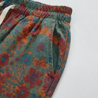 Künstlerische Loungehose aus Baumwolle mit ethnischem Blumenmuster - image 9