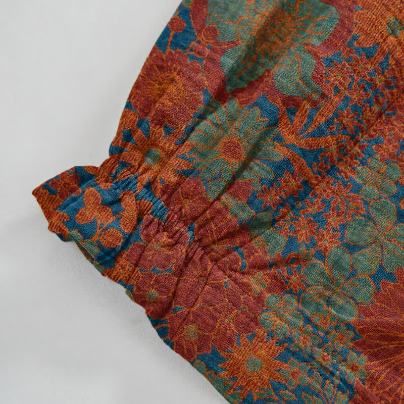 Künstlerische Loungehose aus Baumwolle mit ethnischem Blumenmuster - image 5