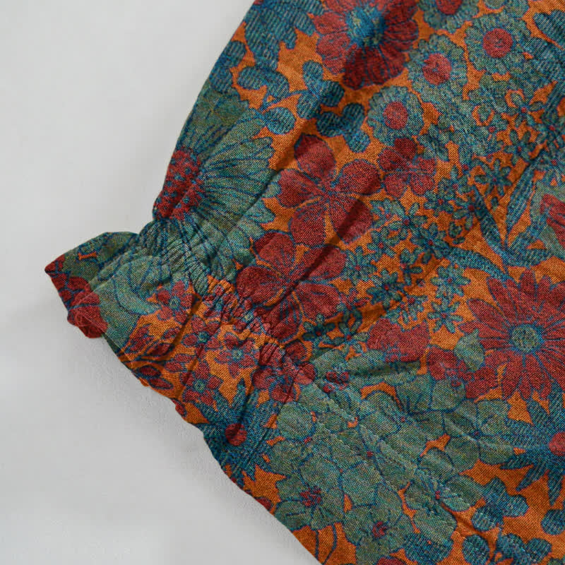 Künstlerische Loungehose aus Baumwolle mit ethnischem Blumenmuster - image 11