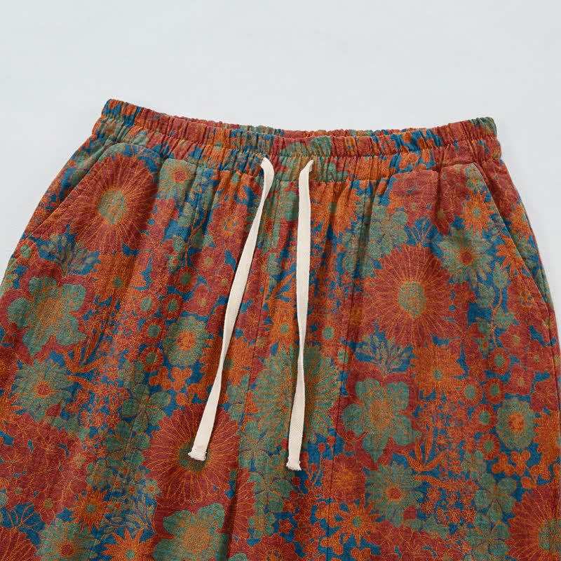 Künstlerische Loungehose aus Baumwolle mit ethnischem Blumenmuster - image 2