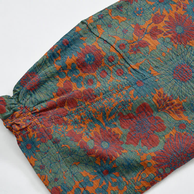Künstlerische Loungehose aus Baumwolle mit ethnischem Blumenmuster - image 10