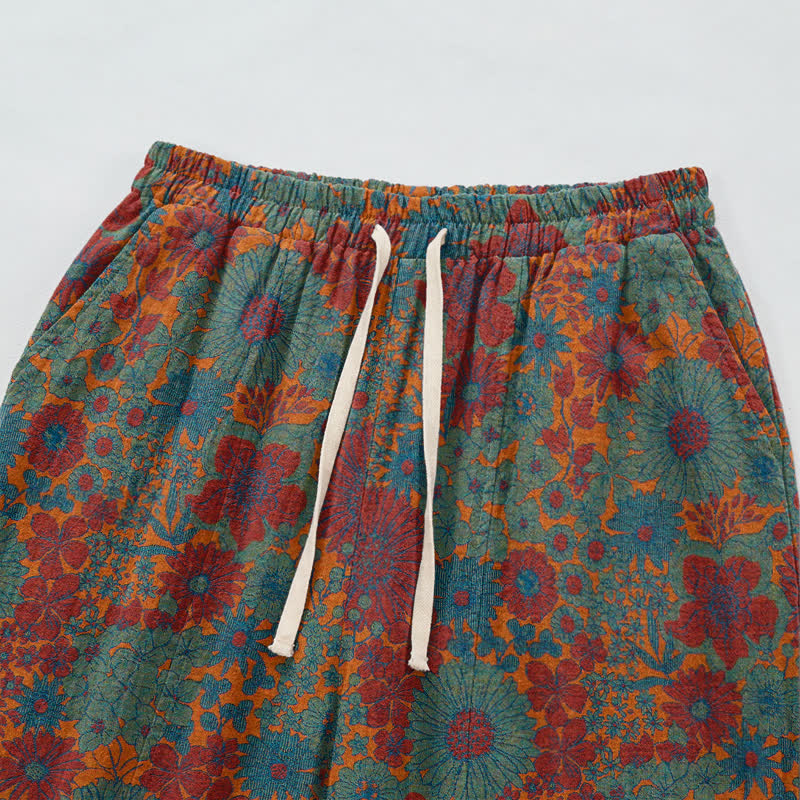 Künstlerische Loungehose aus Baumwolle mit ethnischem Blumenmuster - image 8