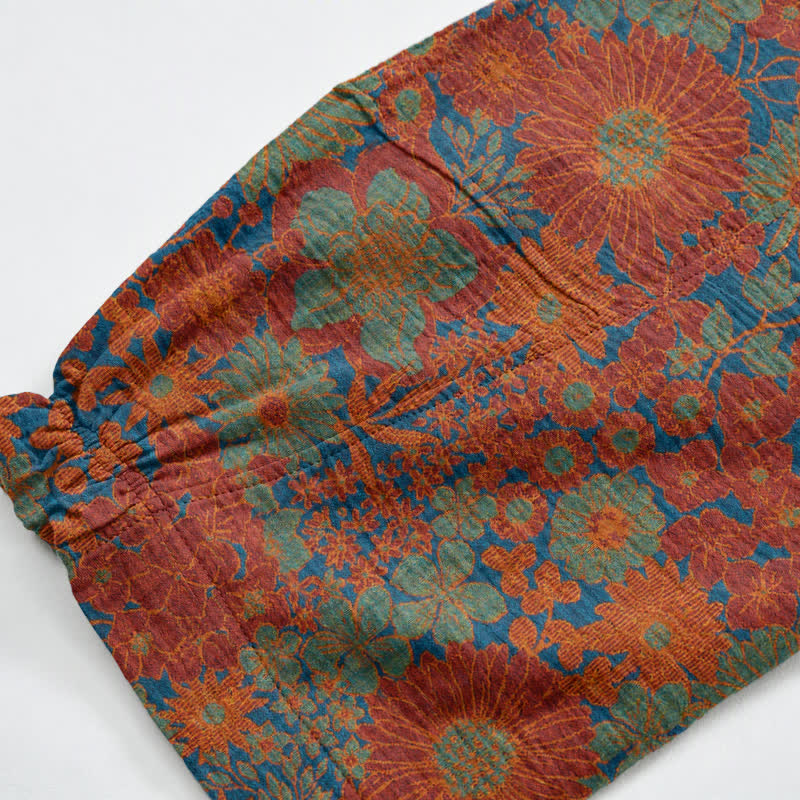 Künstlerische Loungehose aus Baumwolle mit ethnischem Blumenmuster - image 4