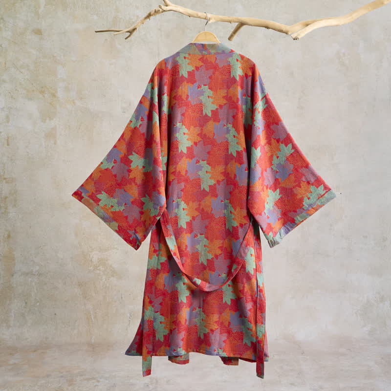 Kimono-Bademantel aus Baumwolle mit Ahornblattmuster für den Herbst - image 1