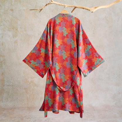 Kimono-Bademantel aus Baumwolle mit Ahornblattmuster für den Herbst - image 1
