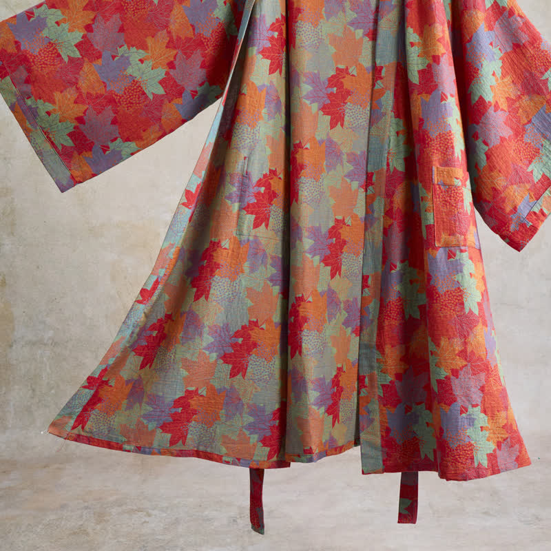 Kimono-Bademantel aus Baumwolle mit Ahornblattmuster für den Herbst - image 5
