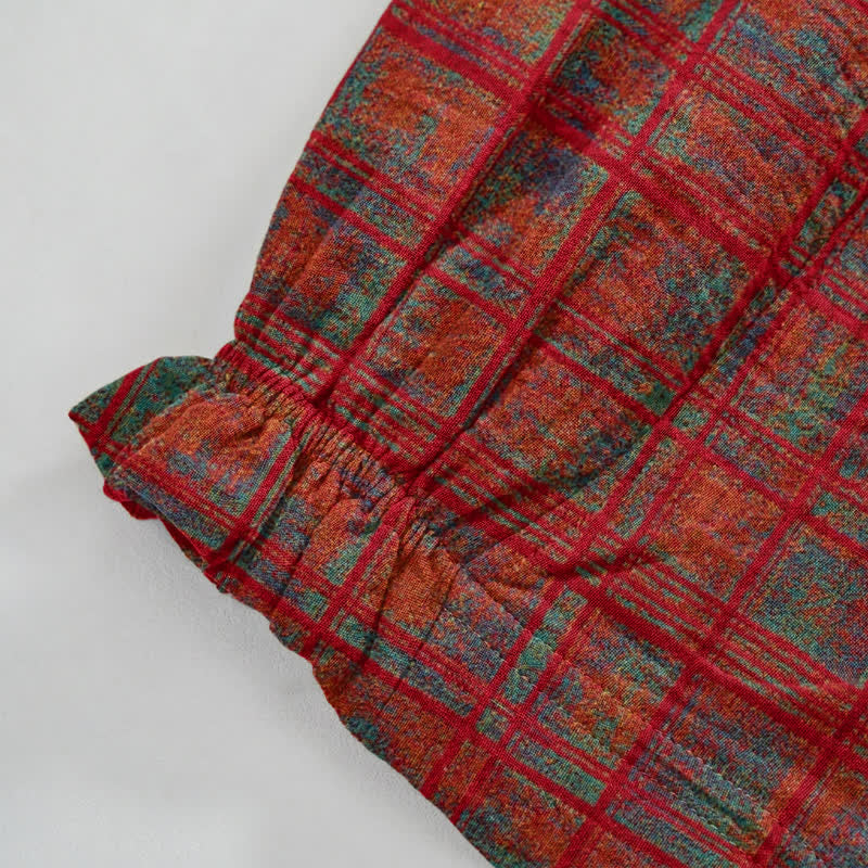 Vintage-Haremshose aus rot-kariertem Baumwollstoff mit rotem Karomuster - image 5
