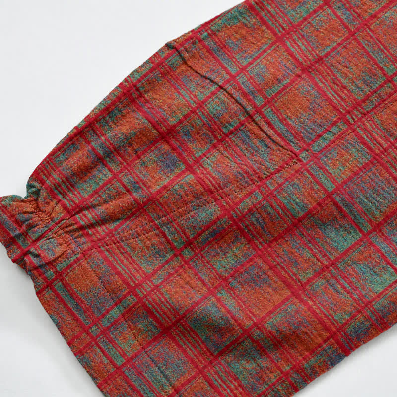 Vintage-Haremshose aus rot-kariertem Baumwollstoff mit rotem Karomuster - image 4
