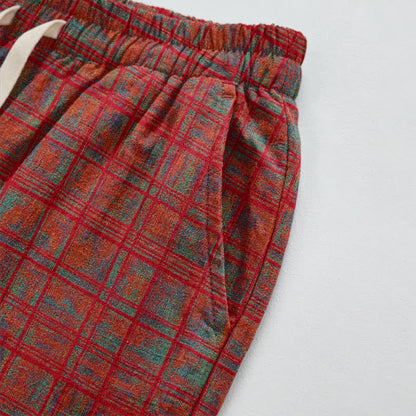 Vintage-Haremshose aus rot-kariertem Baumwollstoff mit rotem Karomuster - image 3