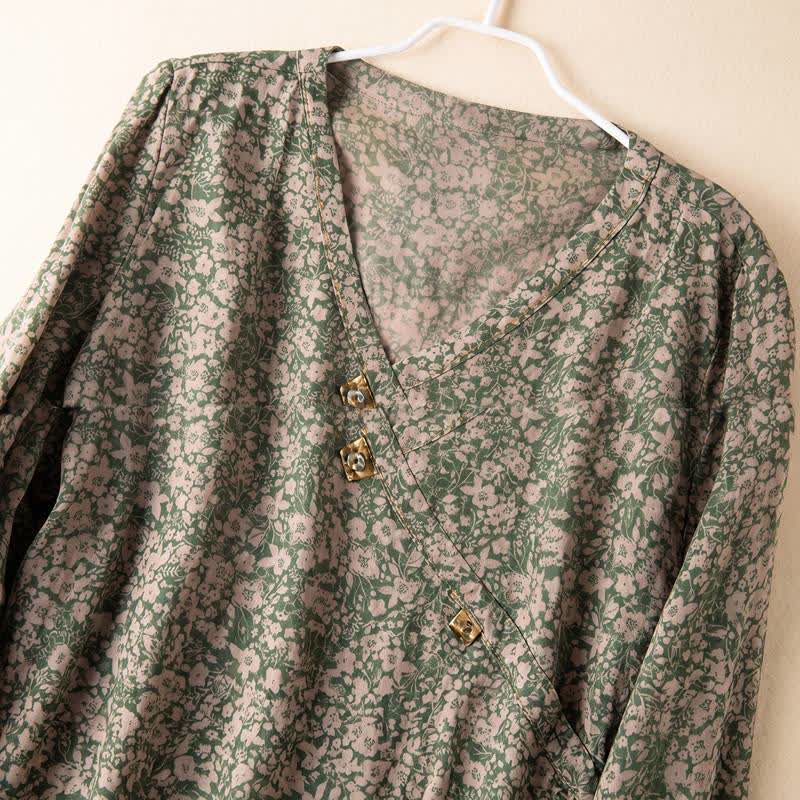 Vintage Loungeshirt mit Blumenmuster und Wickeloptik - image 1