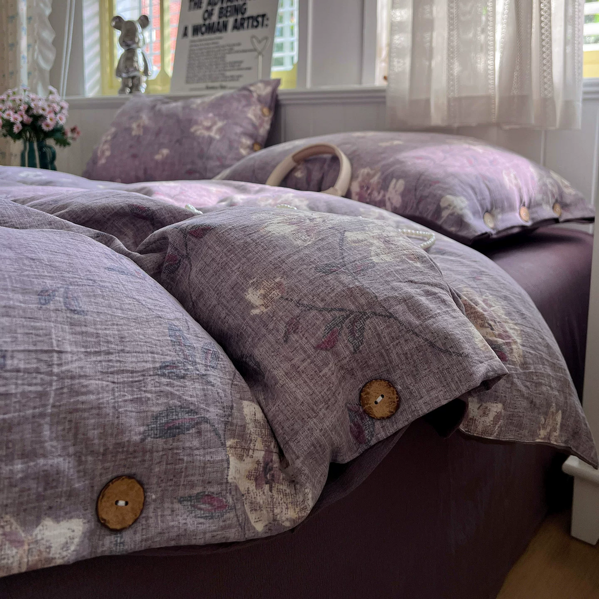 Vintage-Bettwäscheset im Landhausstil aus Leinen und Baumwolle - image 3
