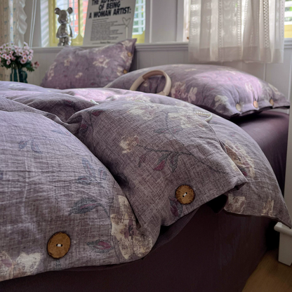 Vintage-Bettwäscheset im Landhausstil aus Leinen und Baumwolle - image 3