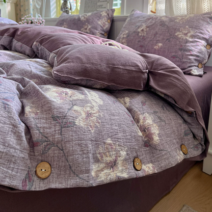 Vintage-Bettwäscheset im Landhausstil aus Leinen und Baumwolle - image 1