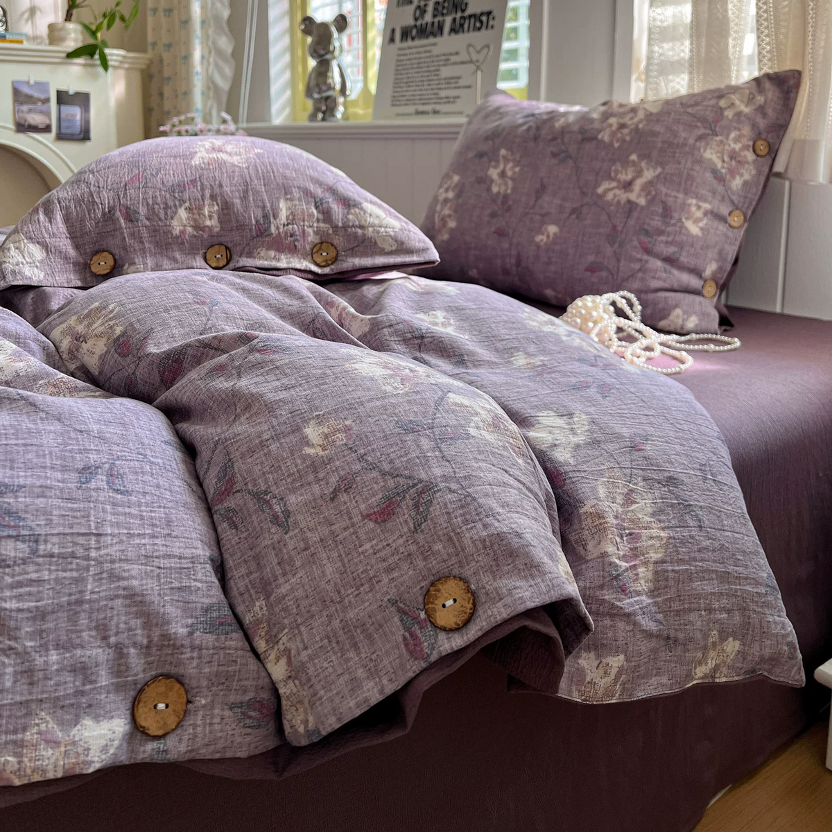 Vintage-Bettwäscheset im Landhausstil aus Leinen und Baumwolle - image 2