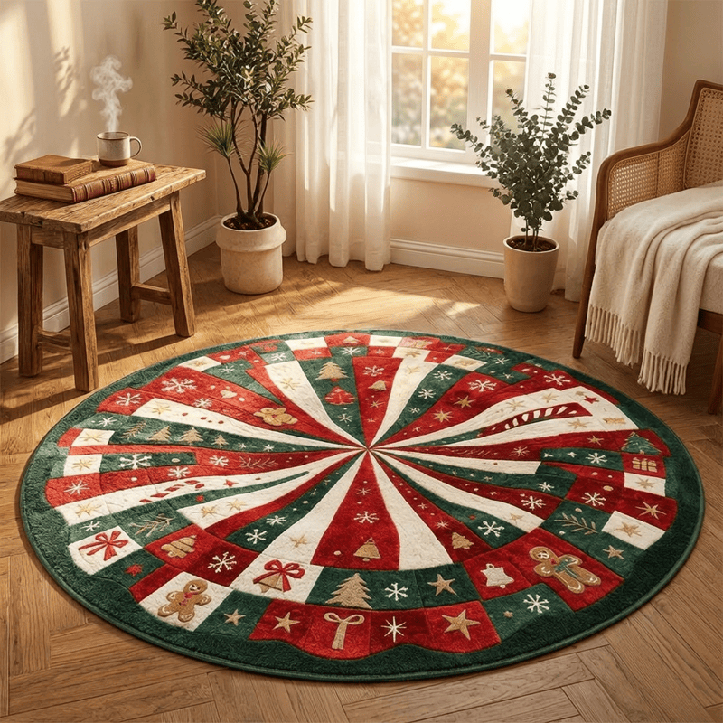 Runder 3D-Lebkuchenwirbel-Teppich für Weihnachten - image 3