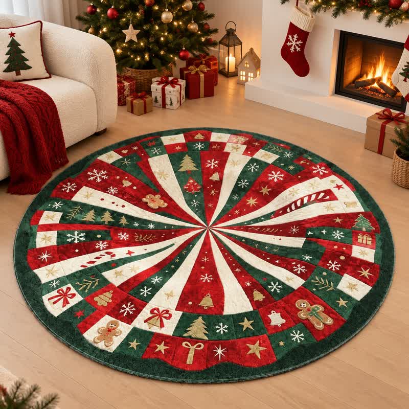 Runder 3D-Lebkuchenwirbel-Teppich für Weihnachten - image 2