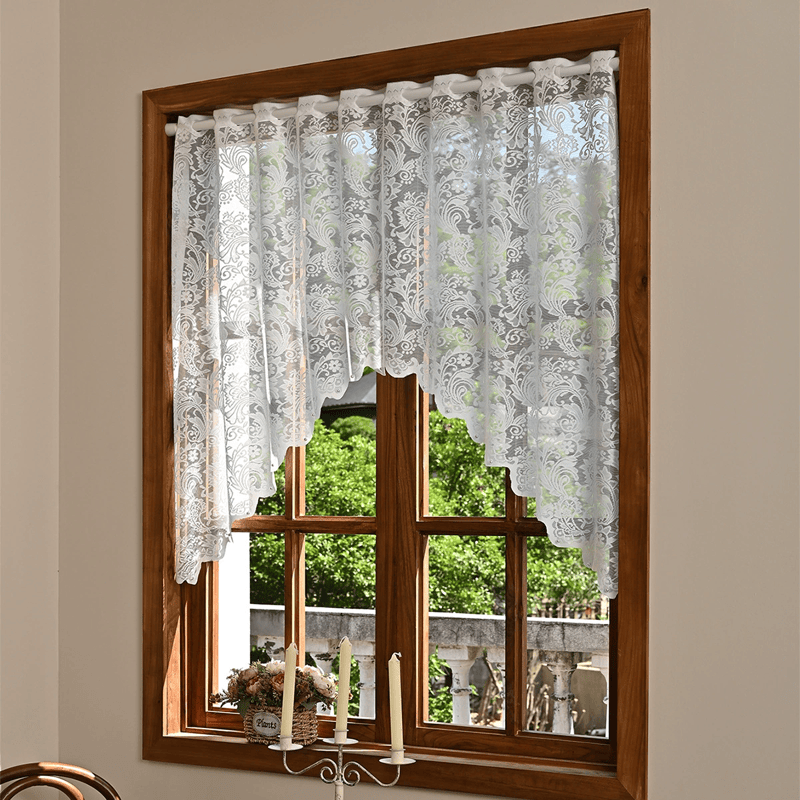 Weißer Phönixschwanz-Blumenspitzen-Stufenvorhang - 230cm x 39" - image 0
