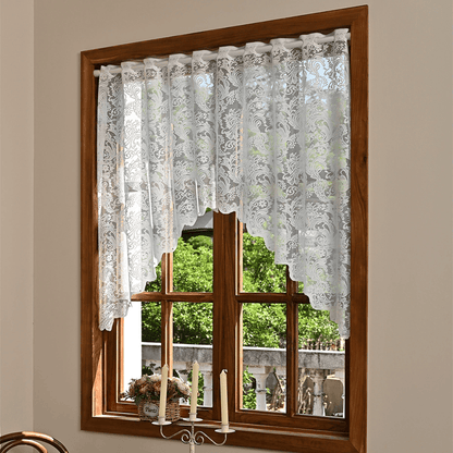 Weißer Phönixschwanz-Blumenspitzen-Stufenvorhang - 230cm x 39" - image 0