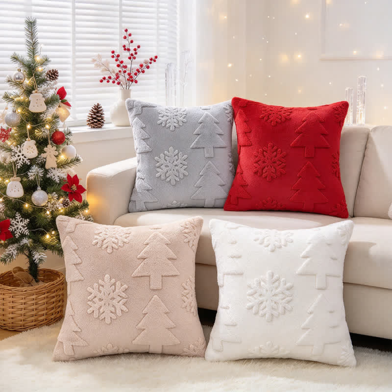 Kissenbezug mit Weihnachtsbaum-Schneeflocken-Prägung - image 0