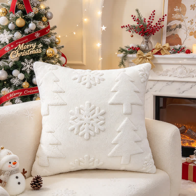 Kissenbezug mit Weihnachtsbaum-Schneeflocken-Prägung - Weiß - 30cm x 50cm - image 10