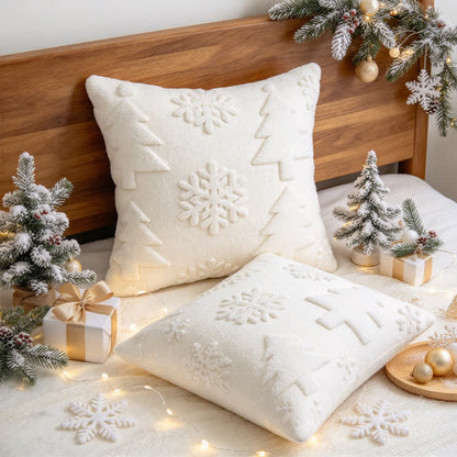 Kissenbezug mit Weihnachtsbaum-Schneeflocken-Prägung - image 11