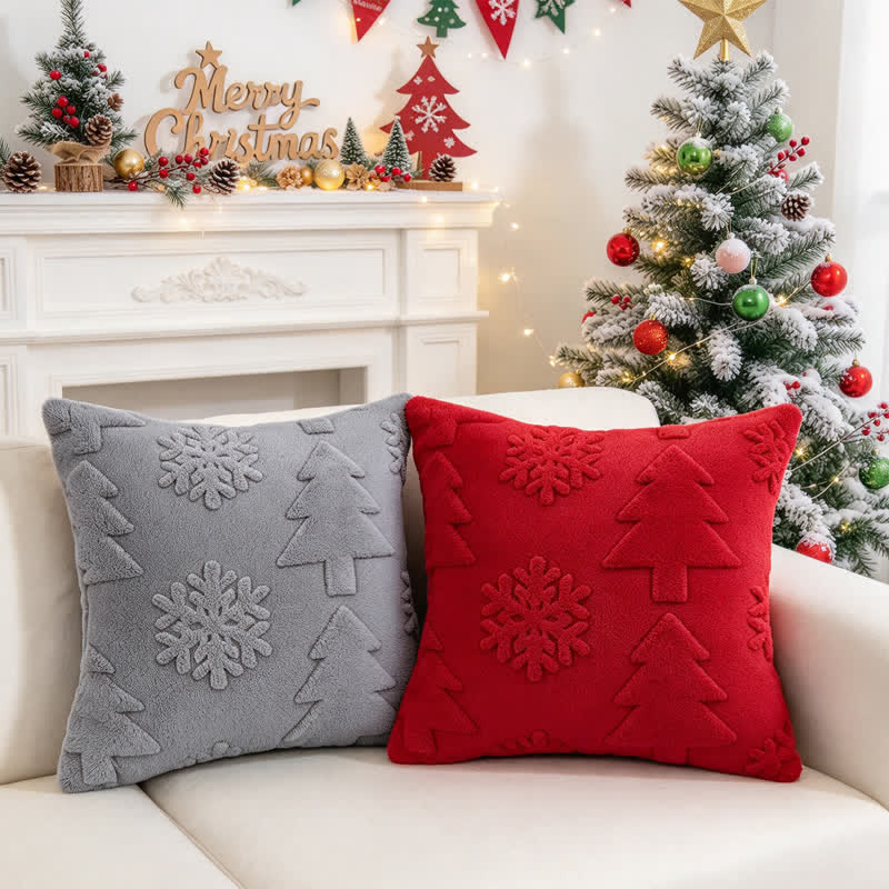 Kissenbezug mit Weihnachtsbaum-Schneeflocken-Prägung - image 18