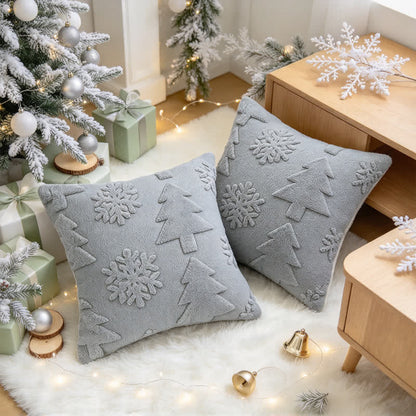 Kissenbezug mit Weihnachtsbaum-Schneeflocken-Prägung - image 16